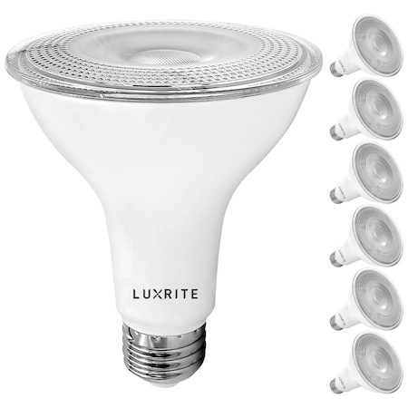 Luxrite PAR30 LED Light Bulbs 11W (75W Equivalent) 850LM 3500K Natural White Dimmable E26 Base 6-Pack LR31607-6PK